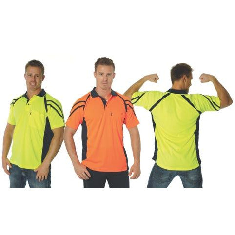Cool Breathe Stripe Panel Polo Shirt - Short Sleeve - 3979DNCCool Breathe Stripe Panel Polo Shirt - Short Sleeve - 3979
