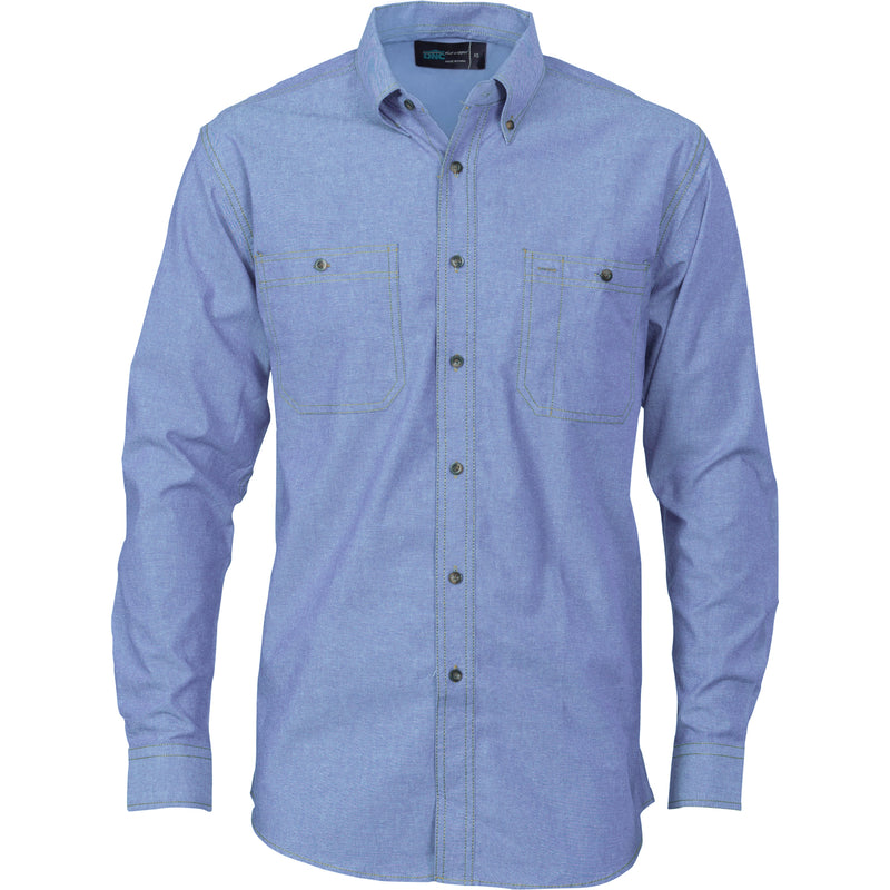 Cotton Chambray Shirt , Twin Pocket - Long Sleeve 4102