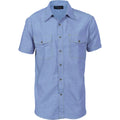 Mens Twin Flap Pocket Cotton Chambray - Short Sleeve 4103