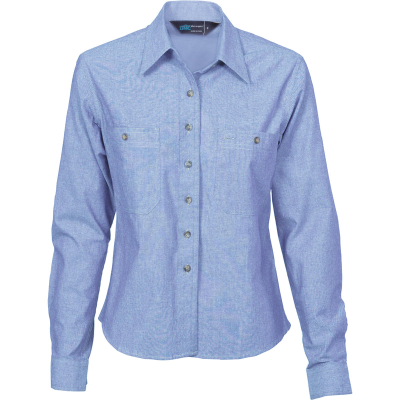 Ladies Cotton Chambray Shirt - Long Sleeve 4106
