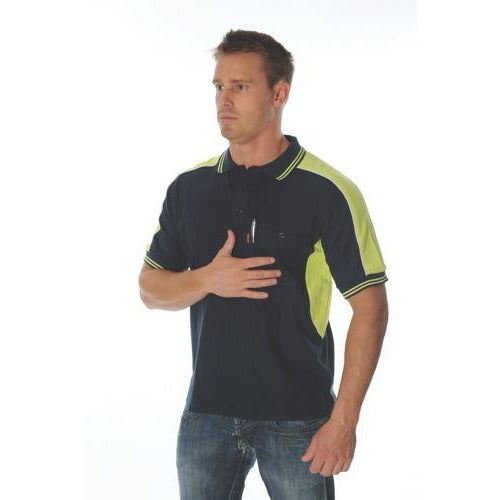 Polyester Cotton Panel Polo Shirt - Short Sleeve - 5214