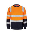 HIVIS 2 tone, crew-neck fleecy sweat shirt with shoulders, double hoop body and arms CSR R/Tape - 3723